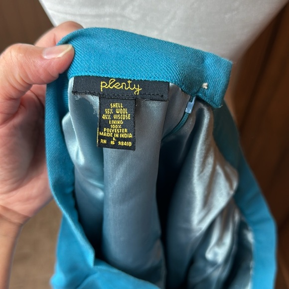 Anthropologie Plenty Tracy Reese Appliqué Wool Lined Turquoise Skirt - L - Picture 7 of 8